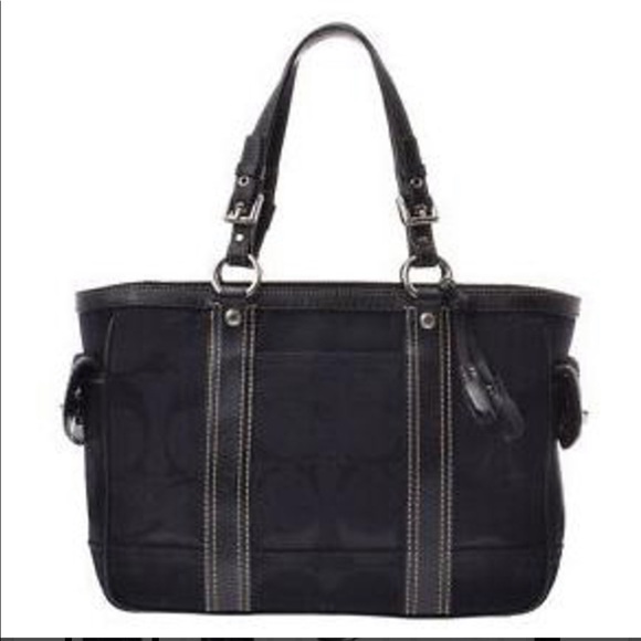Coach Handbags - Coach Gallery Black Signature C Canvas Leather Tote Handbag K05J-6234
